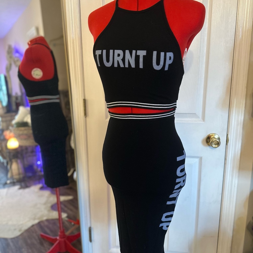 Black 'Turnt Up' Halter Two Piece Set!